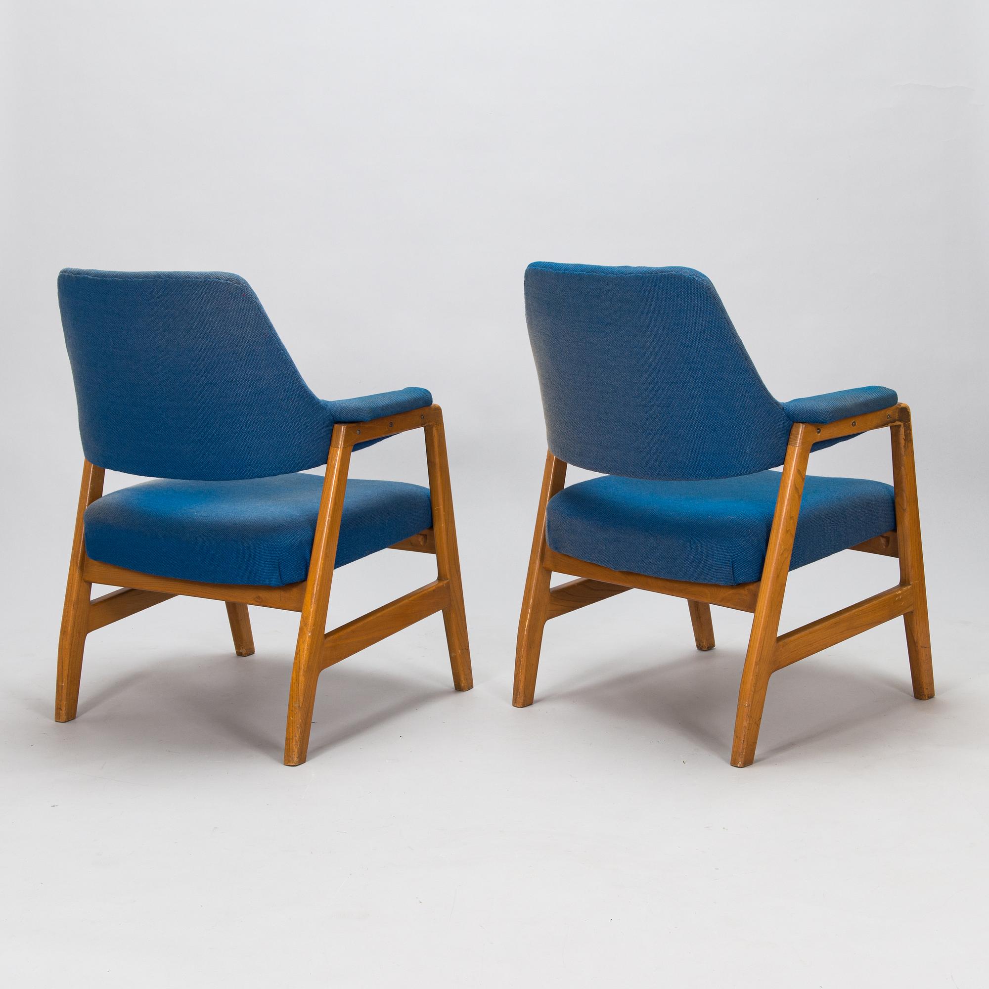 Two armchairs probably by Lasse Ollinkari for Aarne Ervi Architect's office manufacturer Haimi 1952.