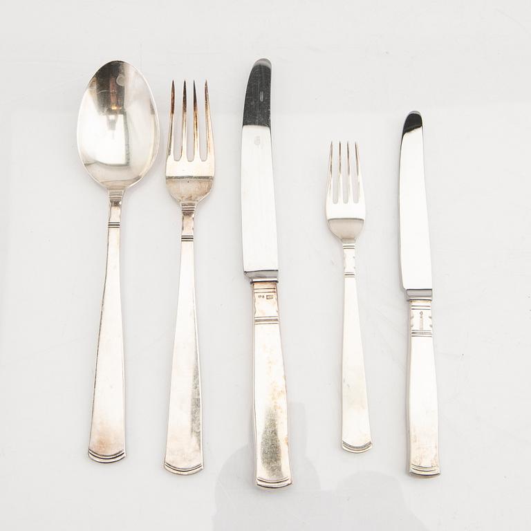 A Swedish 20th cenury set of 48 pcs of silver cutlery "Rosenholm" mark of Jacob Ängman, Eskilstuna.