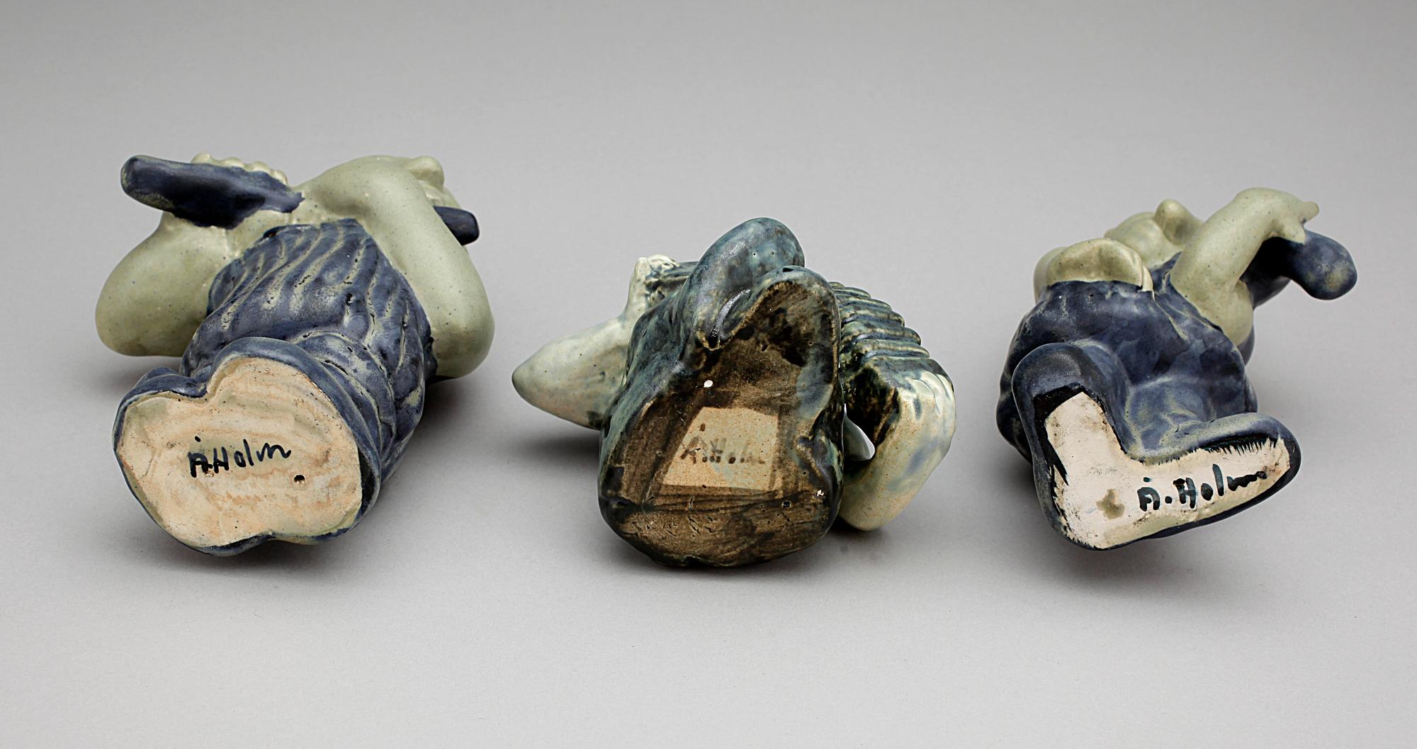 FIGURINER, 3 st, stengods, Åke Holm, Höganäs.
