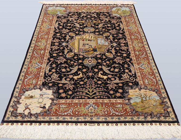 Oriental silk carpet, 122 x 78 cm.