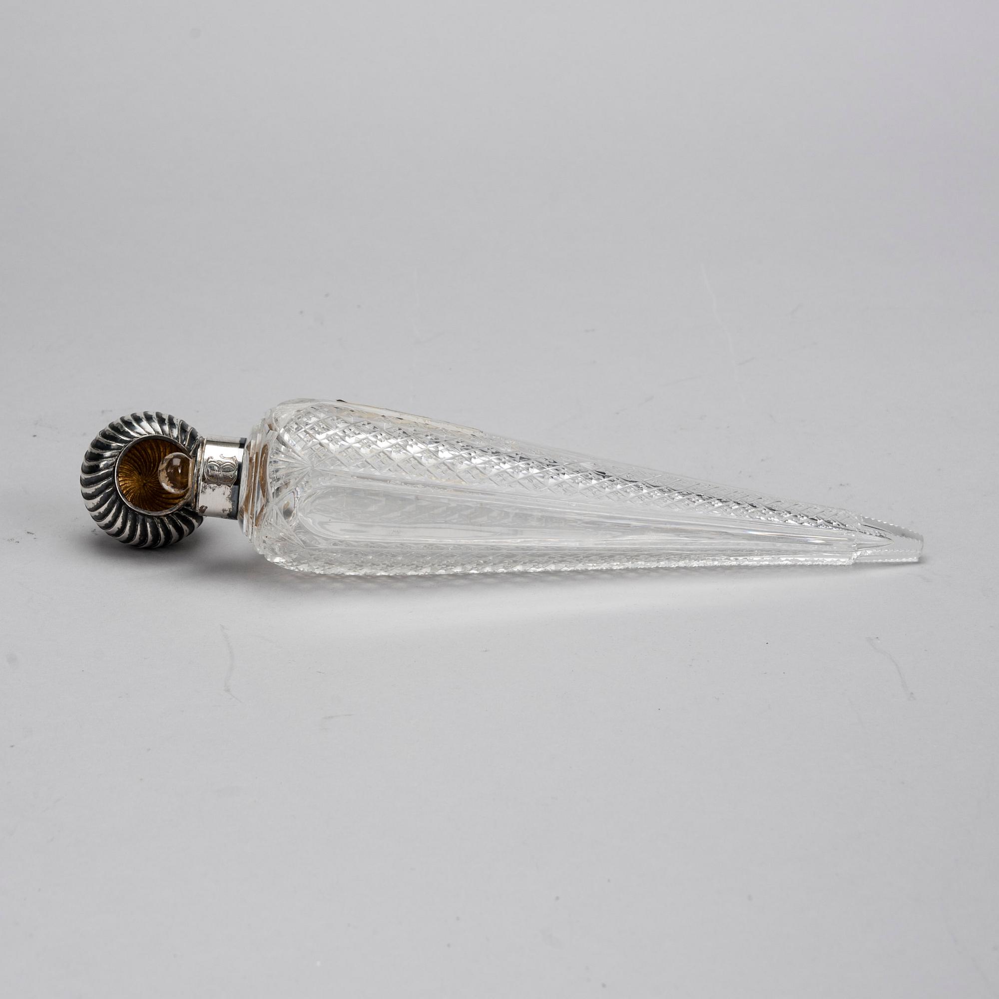 FLAKONG, glas och silver, Gebrüder Friedländer, Tyskland ca 1900.