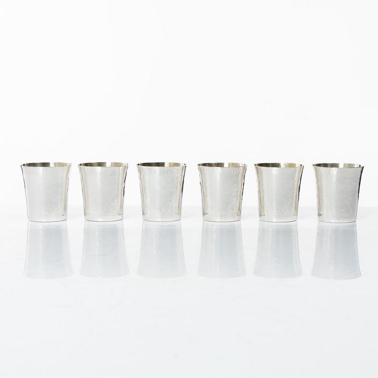 Six silver beakers, mark of Mema, Lidköping 1979.