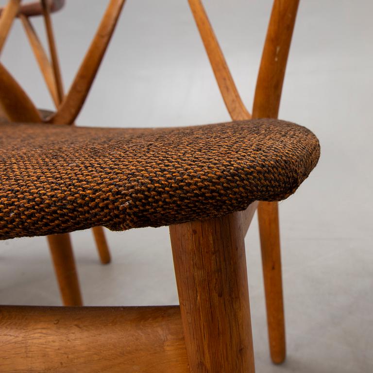 Henning Kjaernulf, chairs, 4 pcs, "model 225", for Bruno Hansen Denmark, 1960s.