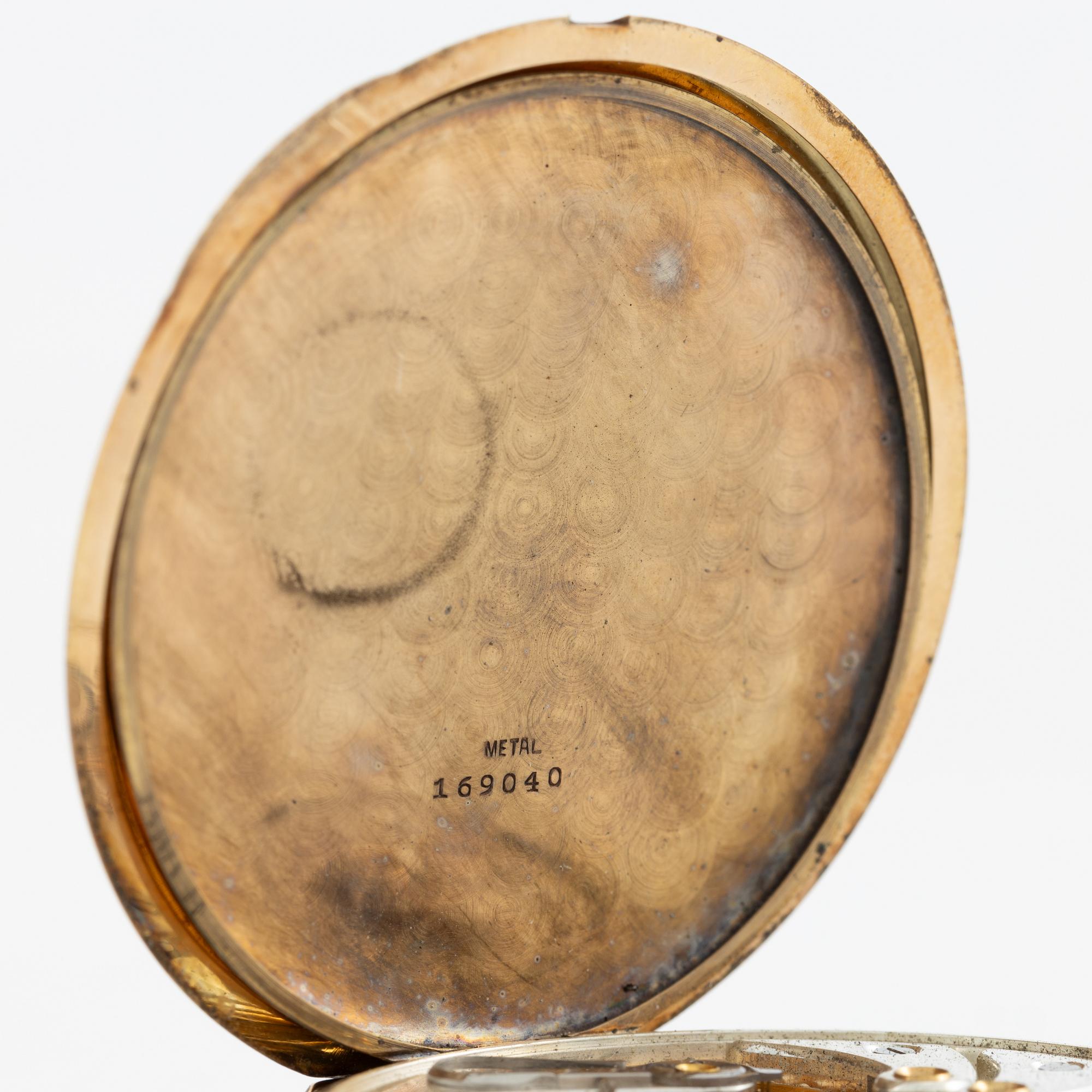 Pocket watch, H. Runsten Stockholm, lever escapement, including a ring in 18K gold.