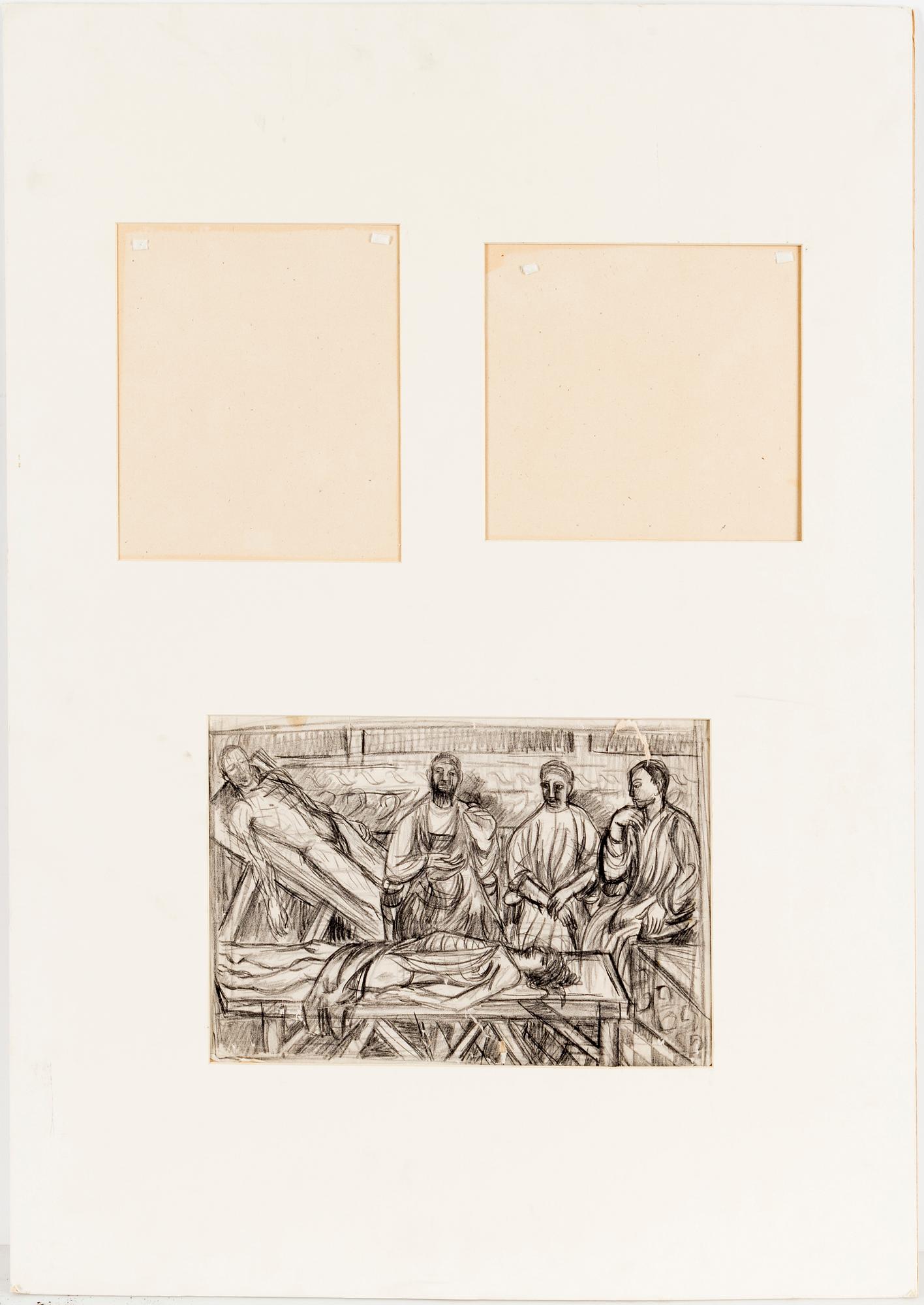 PETER WEISS, charcoal on paper.