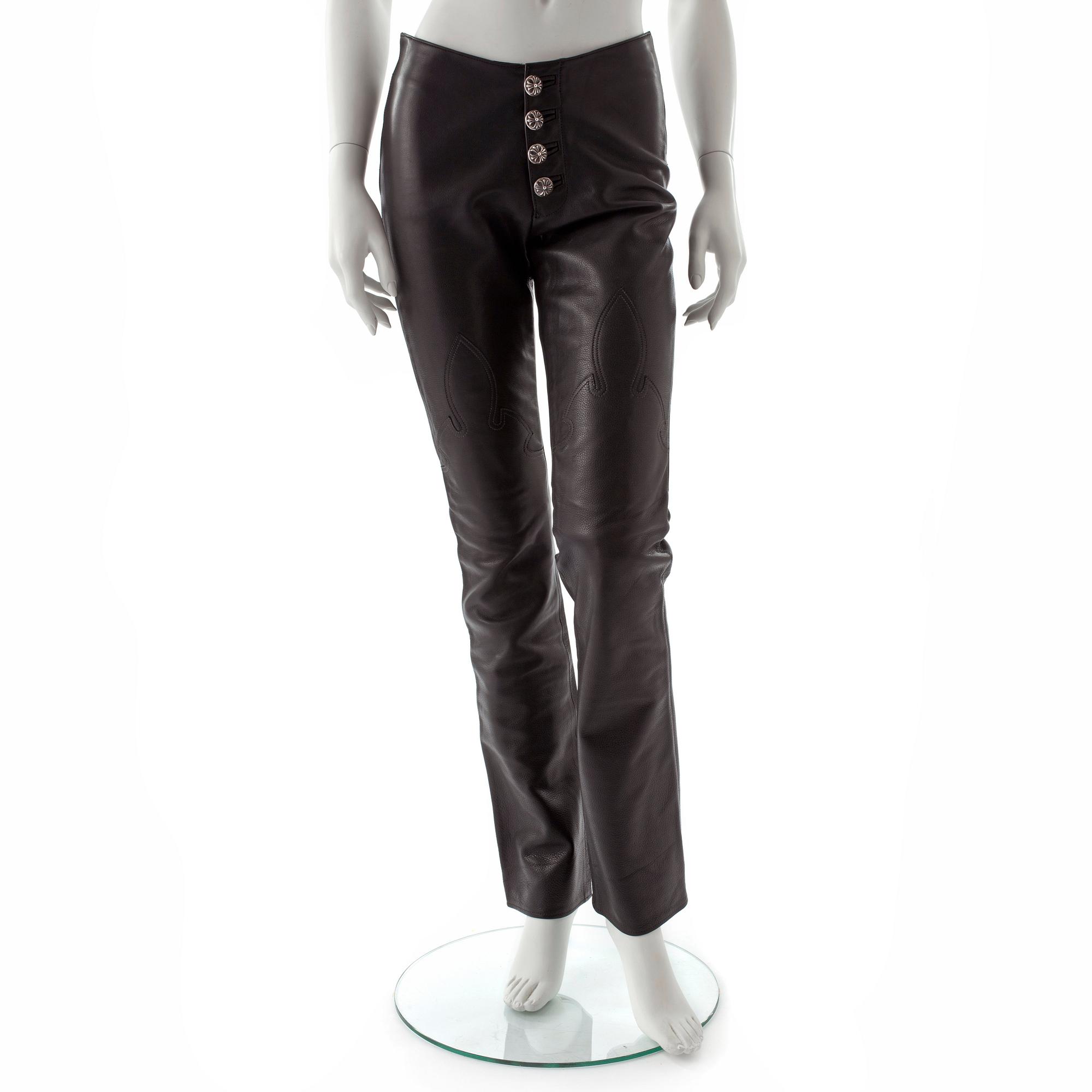 CHROME HARTS, a pair of black leather pants.
