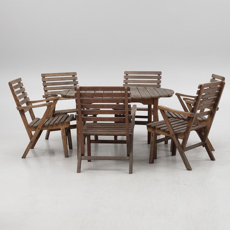 Carl Malmsten, garden furniture, 7 pieces, "Bergshamra", Igelstaverken, second half of the 20th Century.