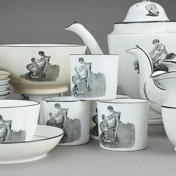 KAFFE- OCH TESERVIS, 15 delar, porslin. Empire.