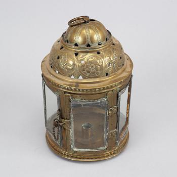 An 18th century brass lantern.