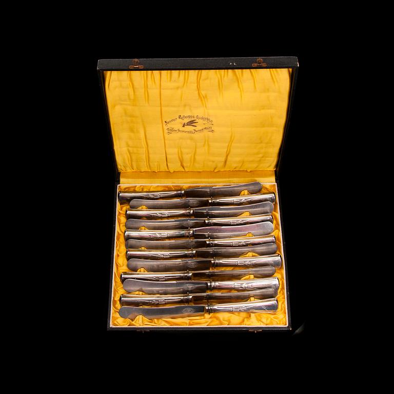 BESTICK, 12+12 delar, nysilver, Finska Guldsmeds Ab, 1900-talets början.