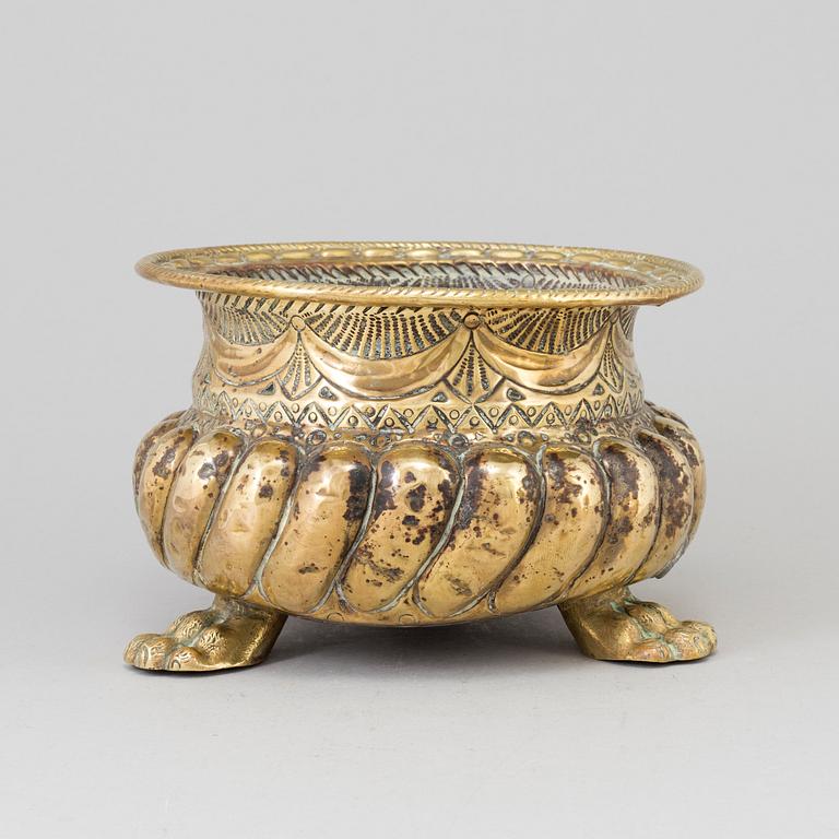 A 18th century brass flower pot.