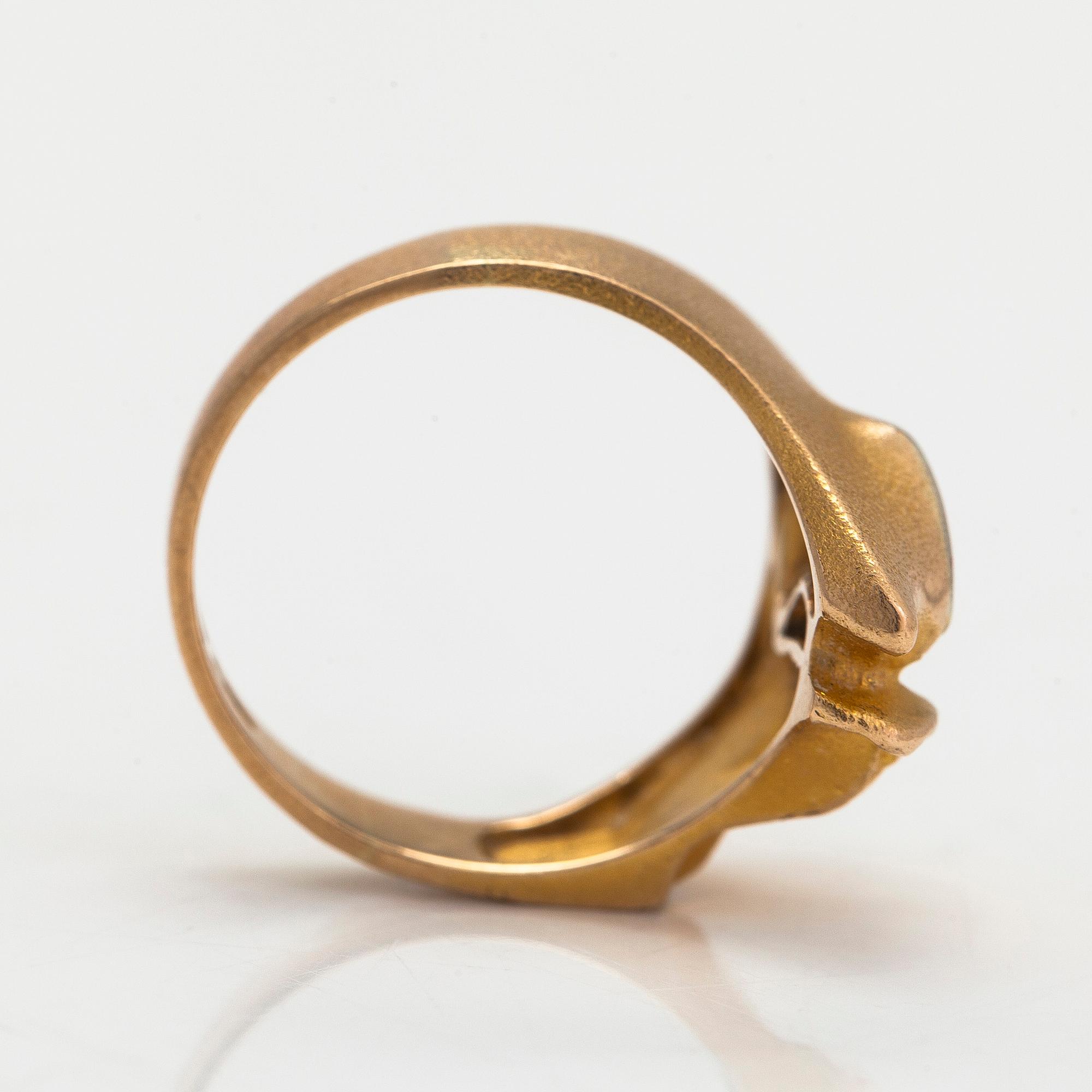 Björn Weckström, Ring "Geisir", 14K guld och platina. Lapponia 1979.