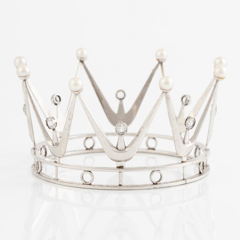 Brudkrona, Ceson, silver med pärlor och vita stenar, Göteborg 1966.