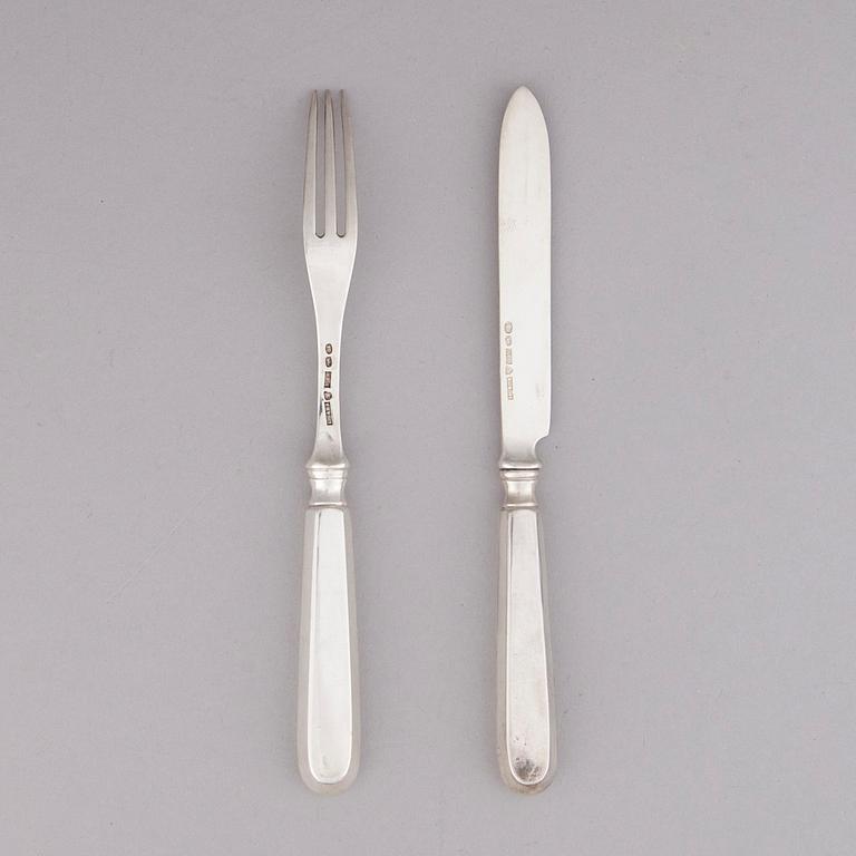 BESTICKUPPSÄTTNING, 24 delar, silver, Iisakki Saha, Björneborg 1899-1901. Vikt ca 730 g.