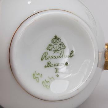 MOCCAKOPPAR MED FAT, 8 st, porslin, Rosenthal Bavaria, 1920-30-tal.