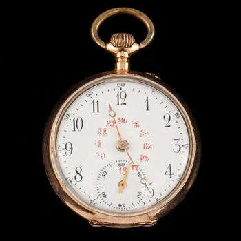 FICKUR, 18k guld, Schweiz, sekelskifte 1800/1900-tal. Vikt 30 g.