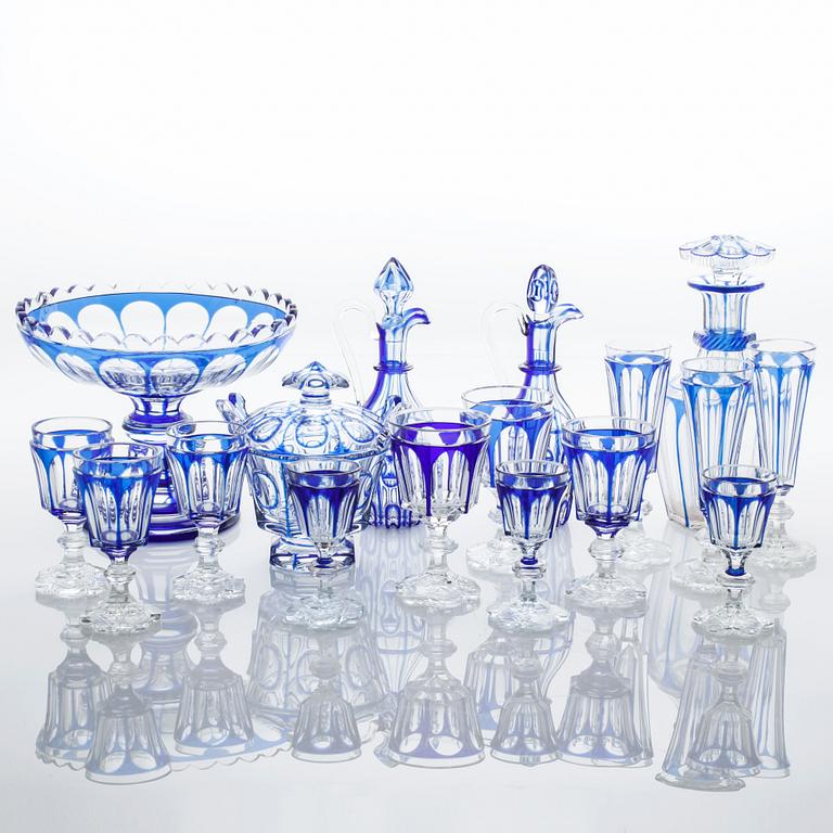 55 pieces of glass tableware, first half of the 20th century.