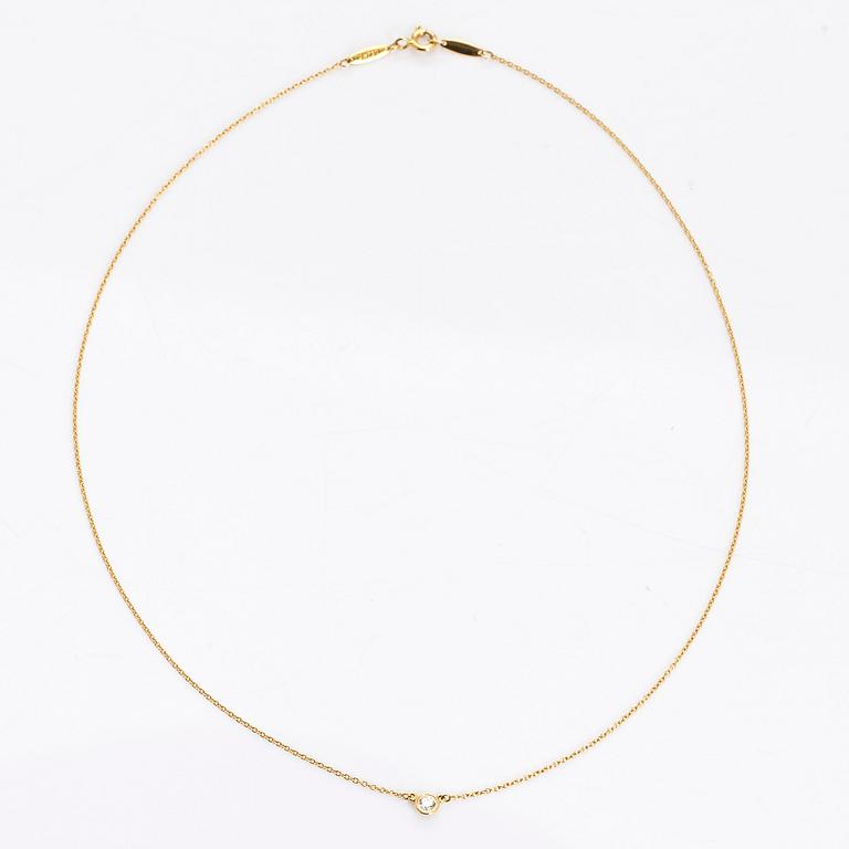 Tiffany & Co, Elsa Peretti, halsband, "Diamonds by the Yard", 18K guld med en briljantslipad diamant.
