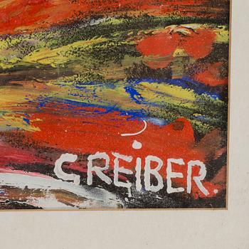 GUNNAR GREIBER, gouache, signerad.