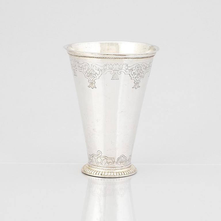 A Swedish early 18th century parcel-gilt silver beaker, mark of Erik Löfman (Uppsala 1690-1718 (1729).