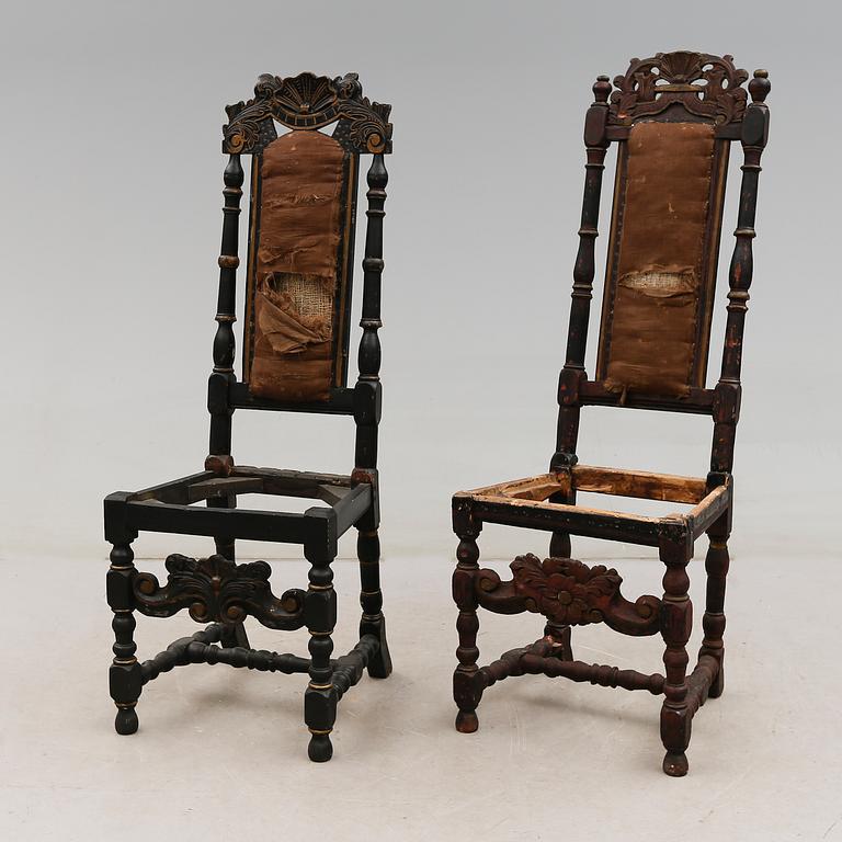 STOLAR, 2 st snarlika, barock, 1700-tal.