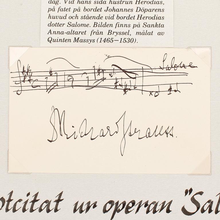 RICHARD STRAUSS (1864-1949), egenhändig signatur med noter.