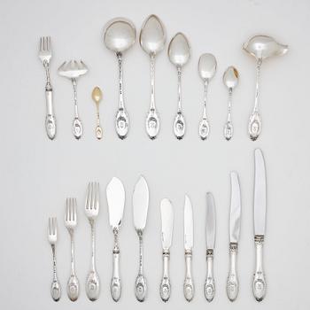 WA Bolin, bestickuppsättning 144 delar, silver, Stockholm 1931. Modell "A".