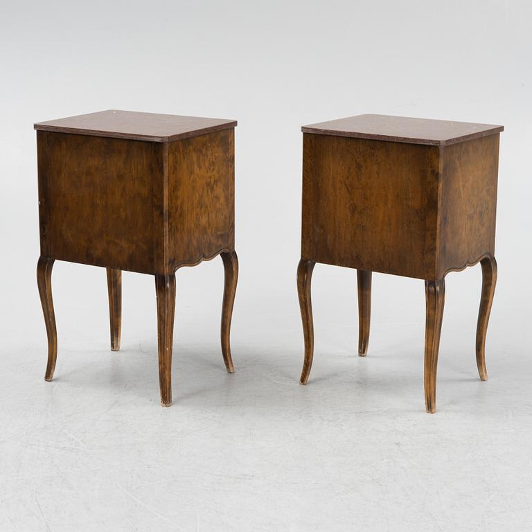 A pair of stained birch bedside tables, model 'Atlantik', Nordiska Kompaniet, 1928.