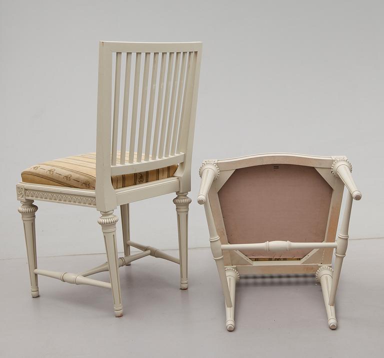 MATSALSMÖBEL, 11 delar, gustaviansk stil, 1900-talets andra hälft.