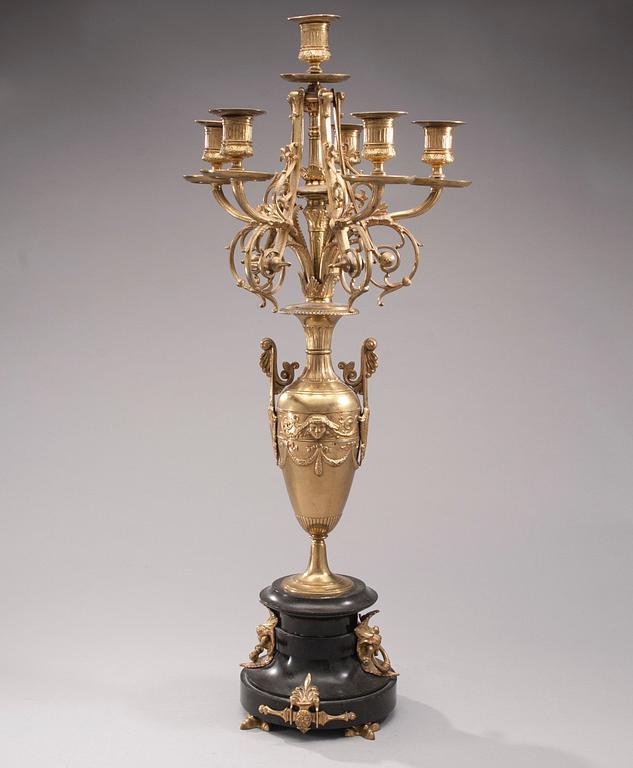 KANDELABER, FÖR 6 LJUS, empirestil, 1800-talets slut.