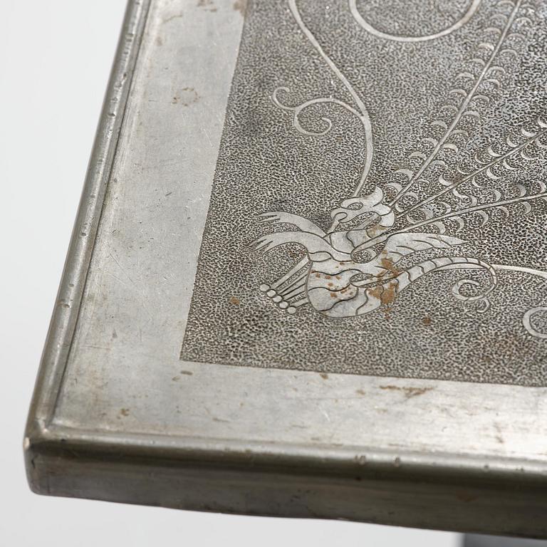 Anna Petrus, a pewter top tray table on a base by Uno Åhrén, executed in her studio, Stockholm, ca 1922-25.