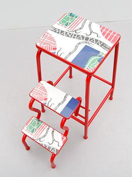 STEGPALL, 1950-tal, med motiv "Manhattan" efter Josef Frank.