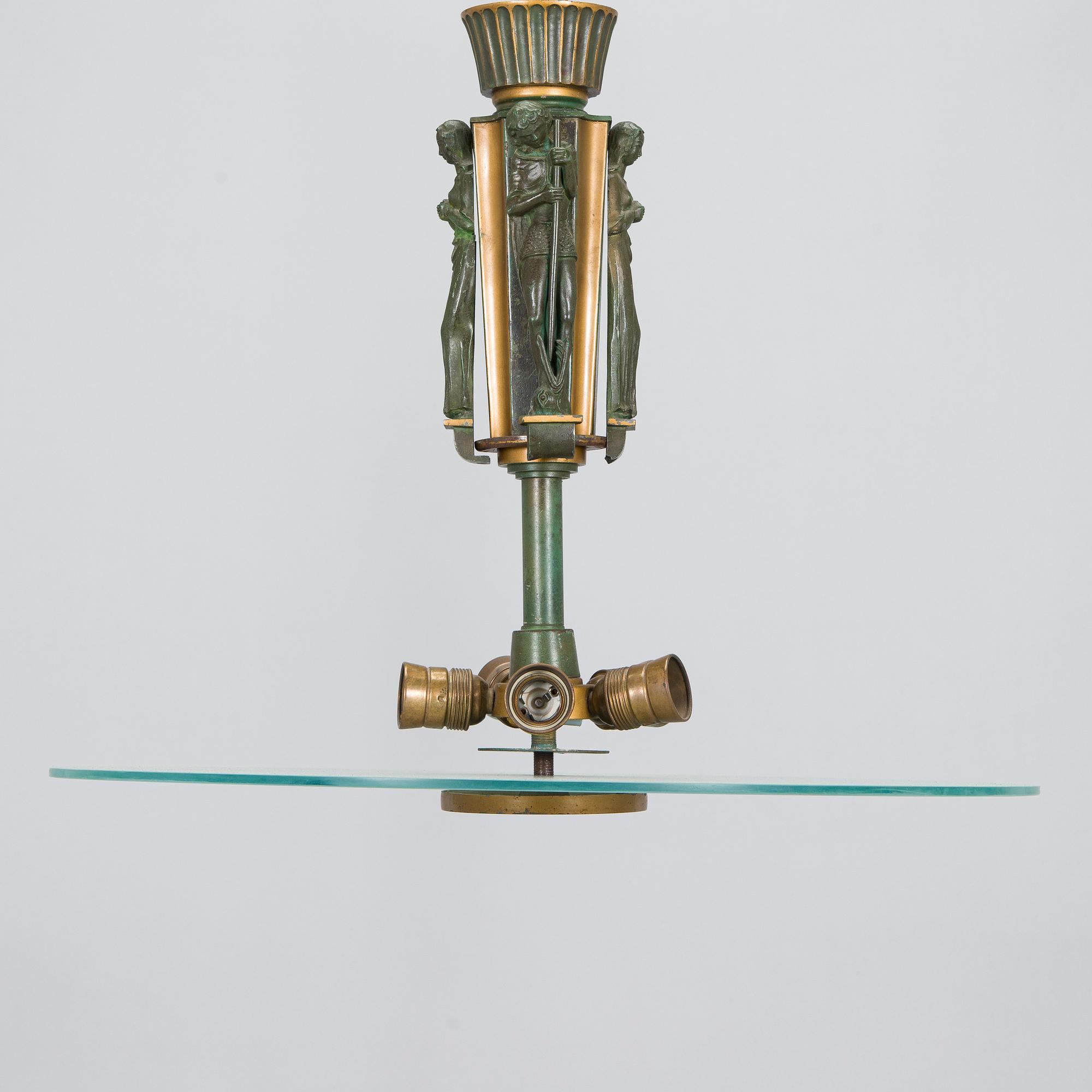 Taklampa, Art déco, sannolikt Ystad Metall, Sverige 1920-1930-tal.