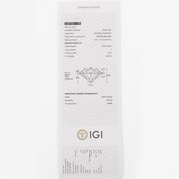 Ring 18K white gold set with a brilliant-cut diamond, accompanied by an IGI report.