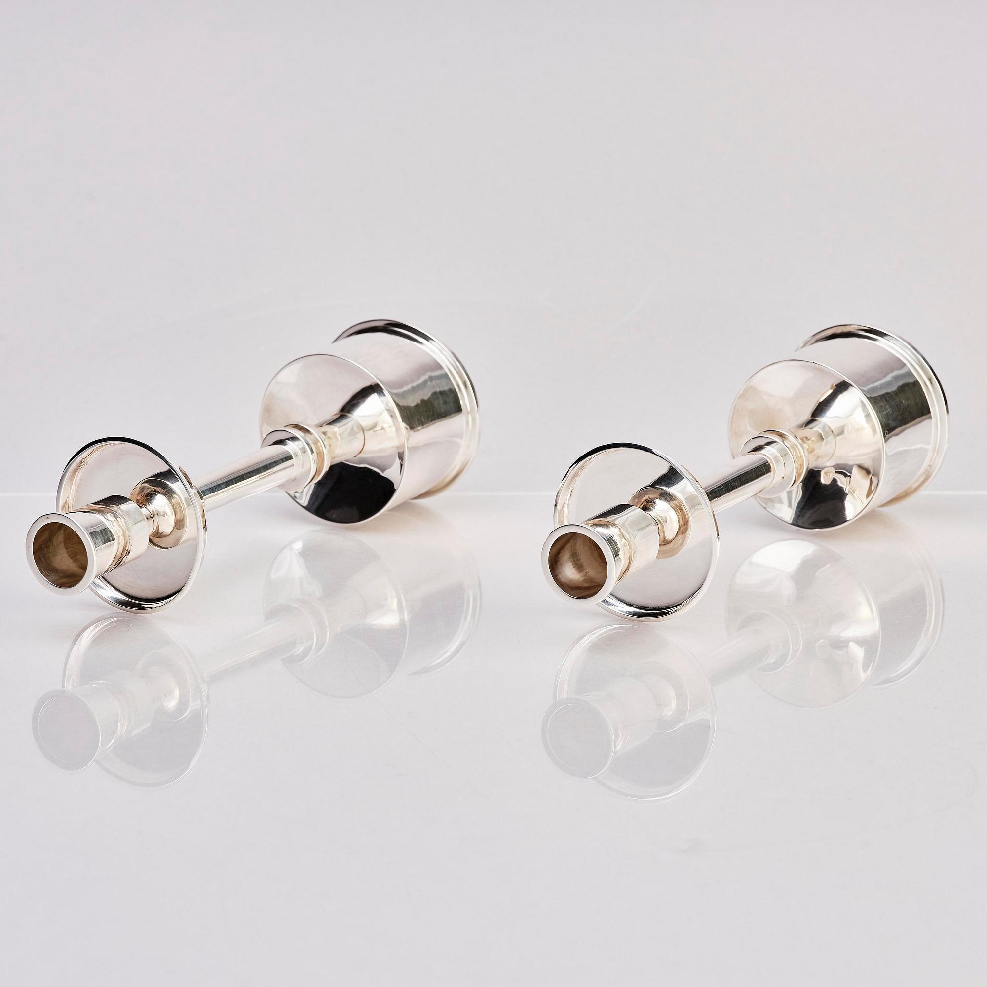 Claës Giertta, a pair of silver candlesticks, Stockholm 1965.
