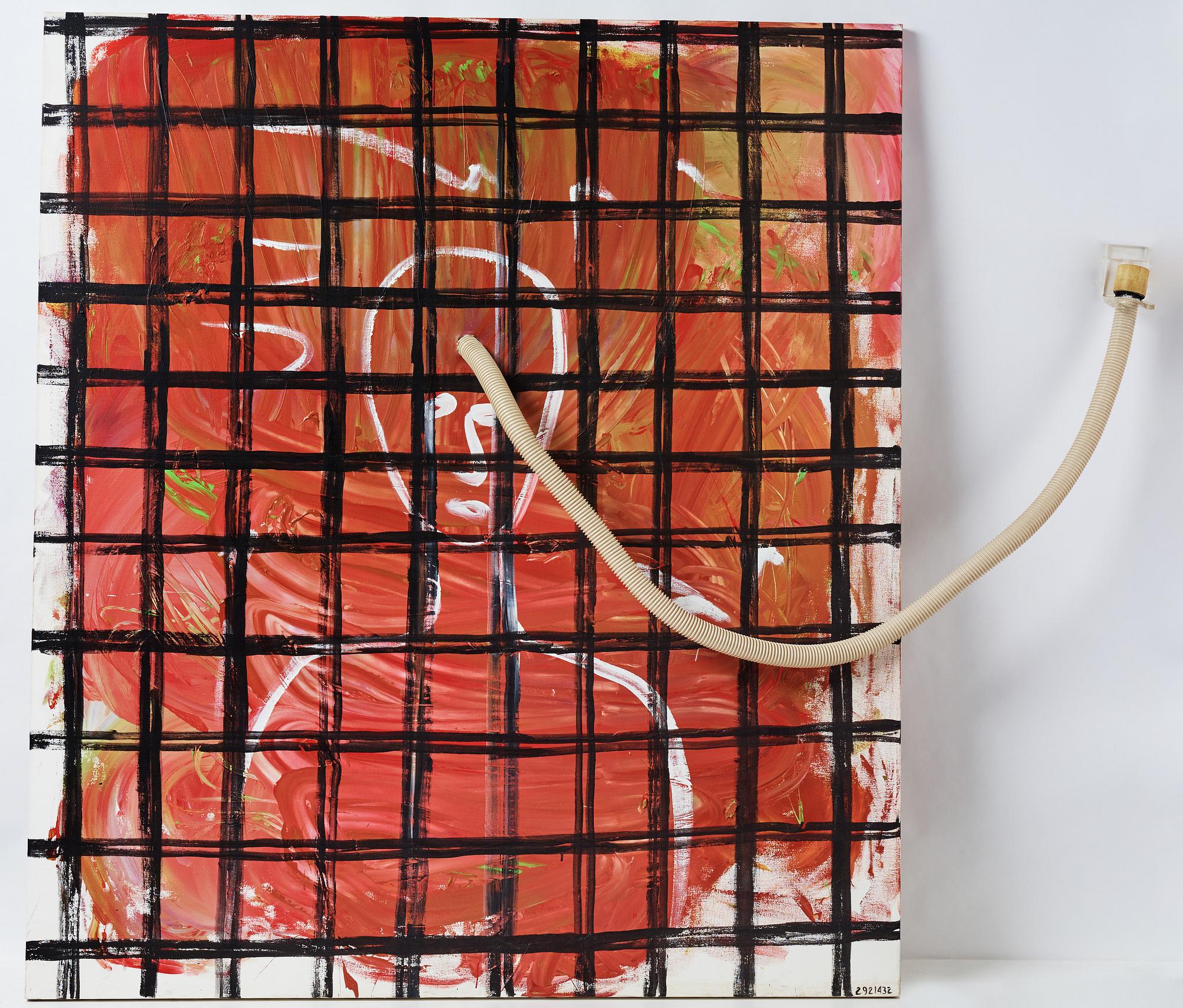 Jonathan Borofsky, oil on canvas with plastic tube and casette player.