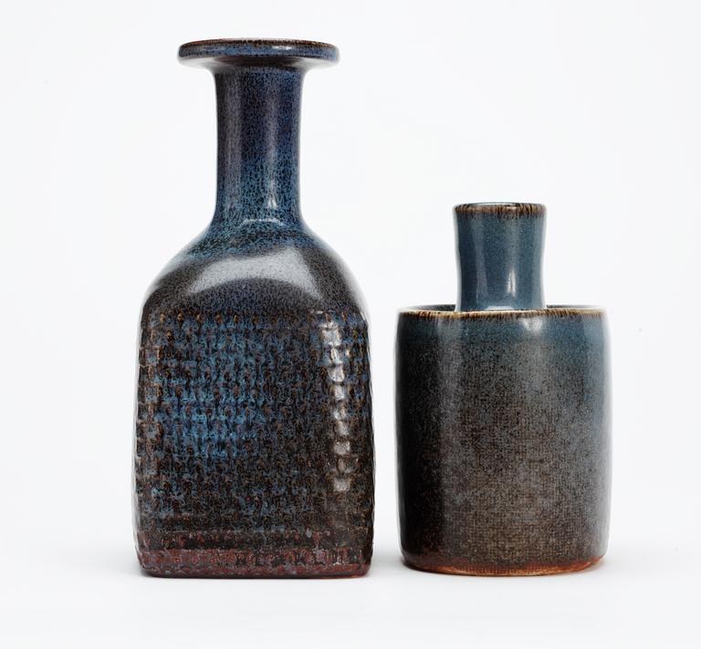 Two Stig Lindberg stoneware vases, Gustavsberg studio 1969-1971.