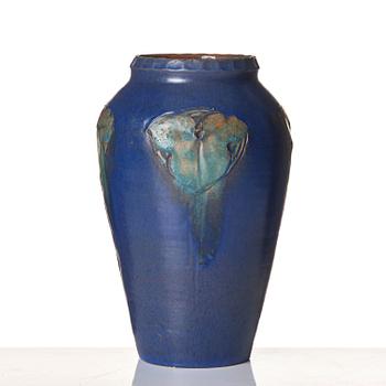 Hilma Persson-Hjelm, a glazed earthenware art nouveau vase, executed in her studio, Arvika 1918. No 6124.