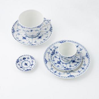A 48-piece coffee and tea service, half lace and full lace 'Musselmalet', Royal Copenhagen, Denmark.