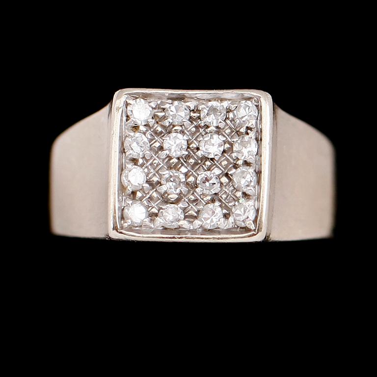RING, 18 k vitguld, MGAB, briljantslipade diamanter.