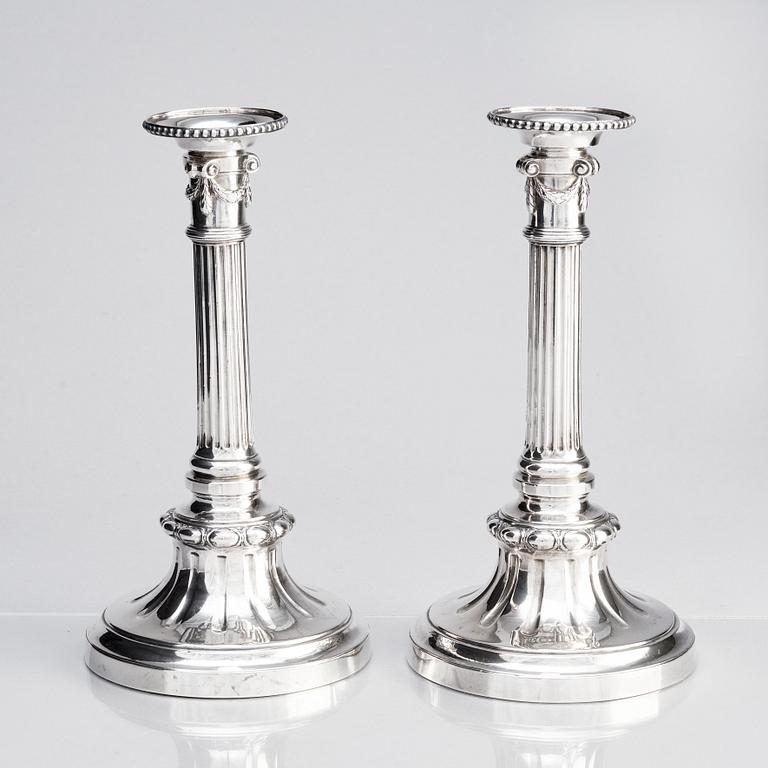Pehr Zethelius, ljusstakar, ett par, silver, Stockholm 1779. Gustavianska.
