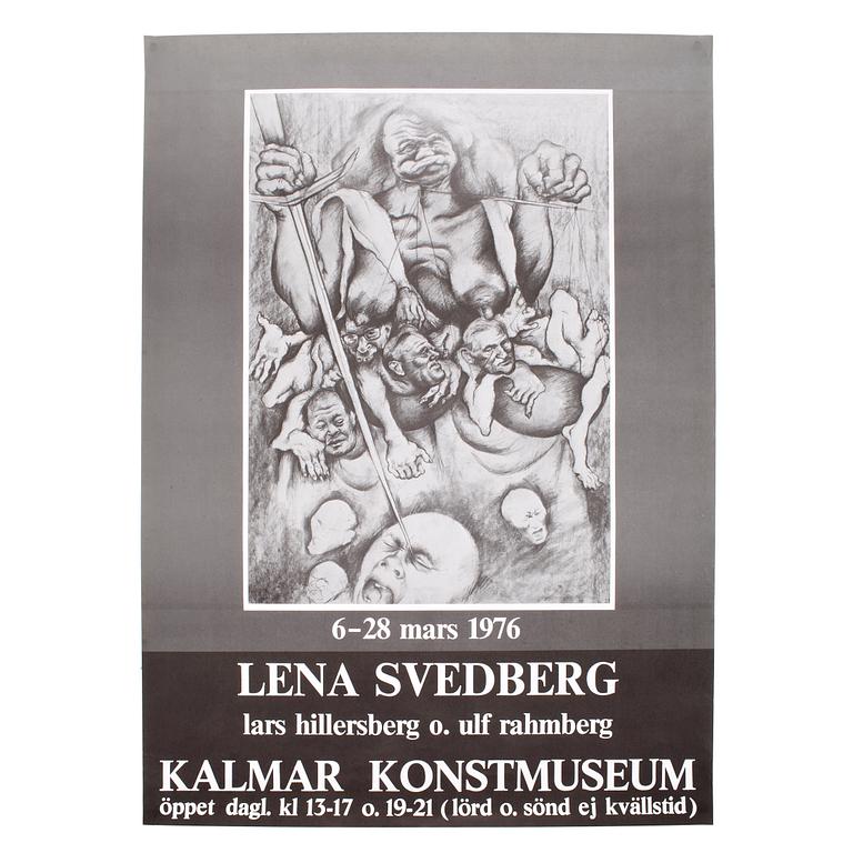 LENA SVEDBERG, utställningsaffischer, 2 st, samt katalog för minnesutställningen på Malmö Konsthall.