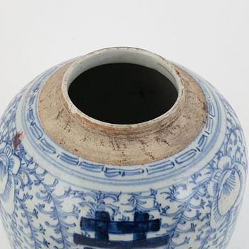 Bojan / kruka med trälock, porslin, Kina, Qingdynastin 1800-tal.