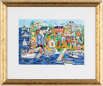 GUNILLA MANN, A color litograph, signed and numbered 127/290.