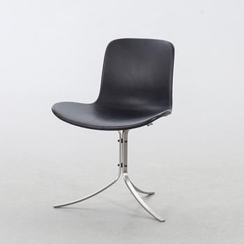 a black leather "PK-9" chair, edition Fritz Hansen Denmark.