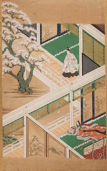 Japansk sexdelad vikskärm, Edo perioden (1603-1868).