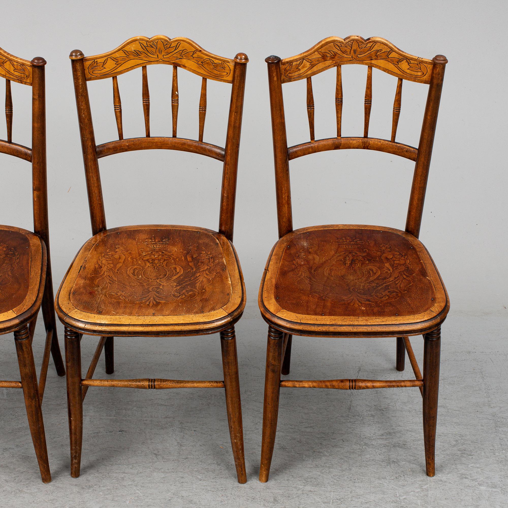 A set of four chairs, early 20th century.