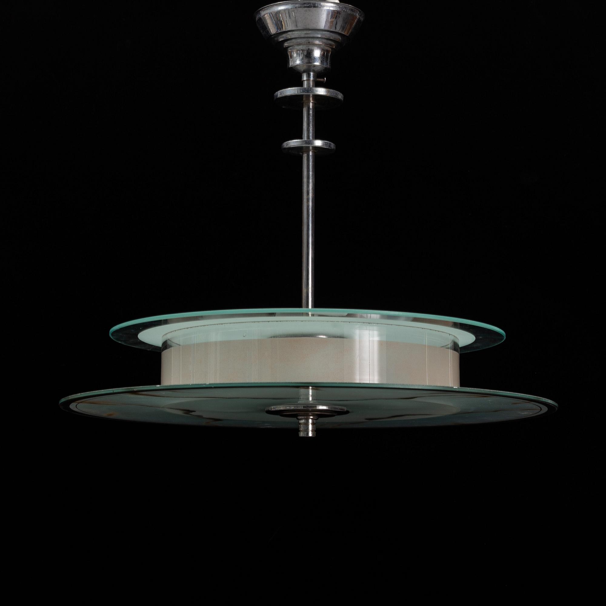 A glass ceiling light, 1930's.