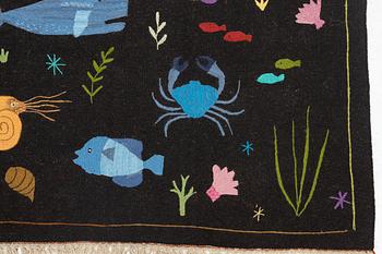 A hand-embroidered Kilim rug, c. 200 x 155 cm.