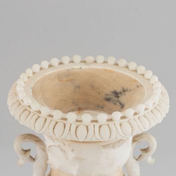 A pair of 20th century alabaster vases.